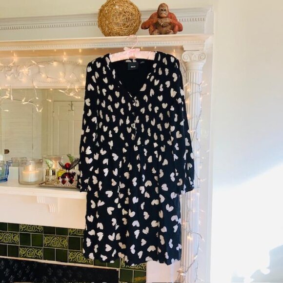 NWOT Anthropologie Maeve 'Banet' Babydoll Smock Tunic V Neck Heart Dress Sz L - Picture 2 of 7